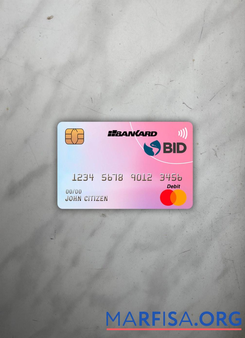 Downloadable Ecuador Banco Interamericano de desarrollo (BID) bank mastercard photolook front real example